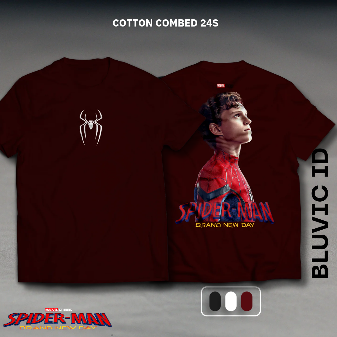 Kaos Spider-Man Brand New Day – Cotton Combed 24s Premium BLUVIC ID | Kaos Distro Pria & Wanita_0