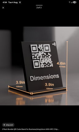 Customised business cards and Qr code stand.