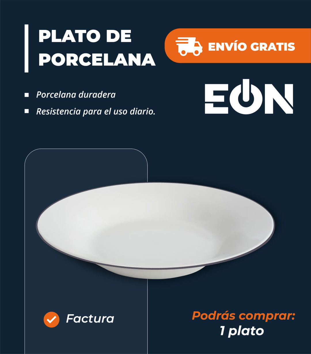 *🔹Platos de Porcelana con Linea, una Unidad*- Factura