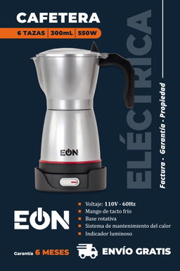 *🔹Cafetera Electrica de 6 Taza Marca EÒN 300 ML Color Gris*- 6 Meses de garantía- Factura y Propiedad