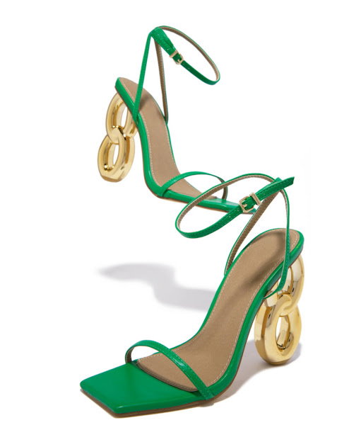 CHUNKY EIGTH STRAP HEELS -Green_0