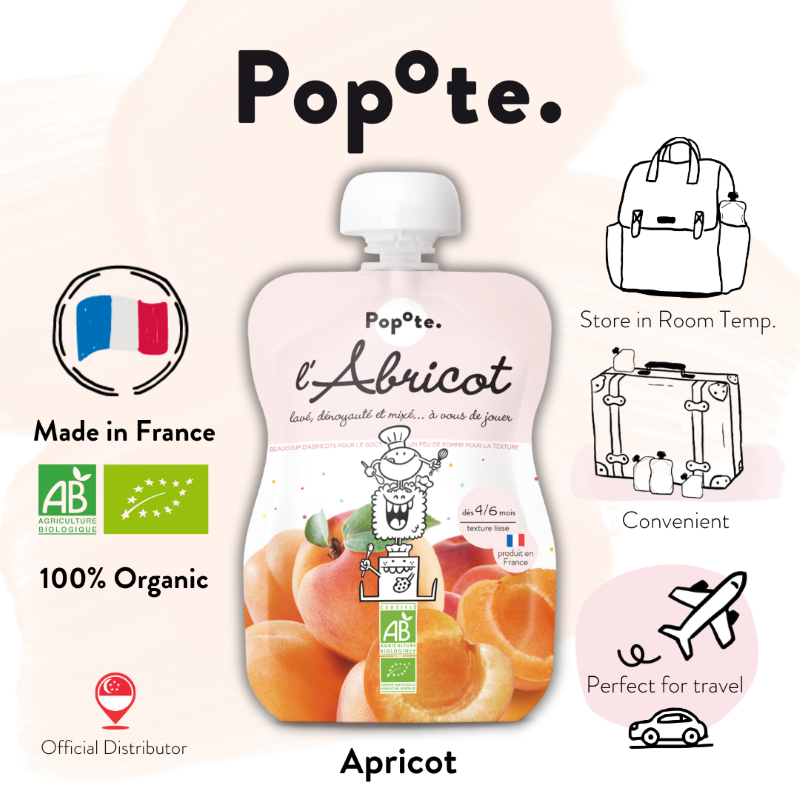 Popote Organic Apricot Puree 120g (Exp 28 Dec 27)