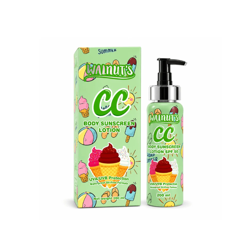 Walnut's - CC Body Sunscreen Lotion SPF 50 PA+++ 200ml (Green) | Wholesale Skincare & Body Care Singapore