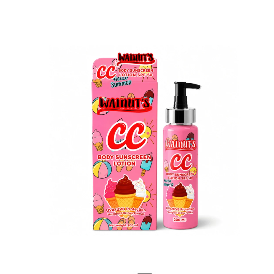 Walnut's - CC Body Sunscreen Lotion SPF 50 PA+++ 200ml (Pink) | Wholesale Skincare & Body Care Singapore_0