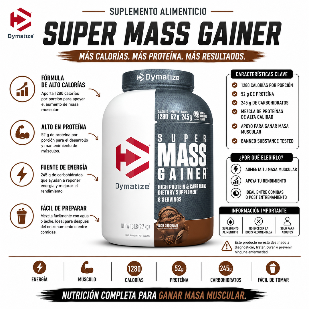 Super Mass Gainer Dymatize 8 servicios 