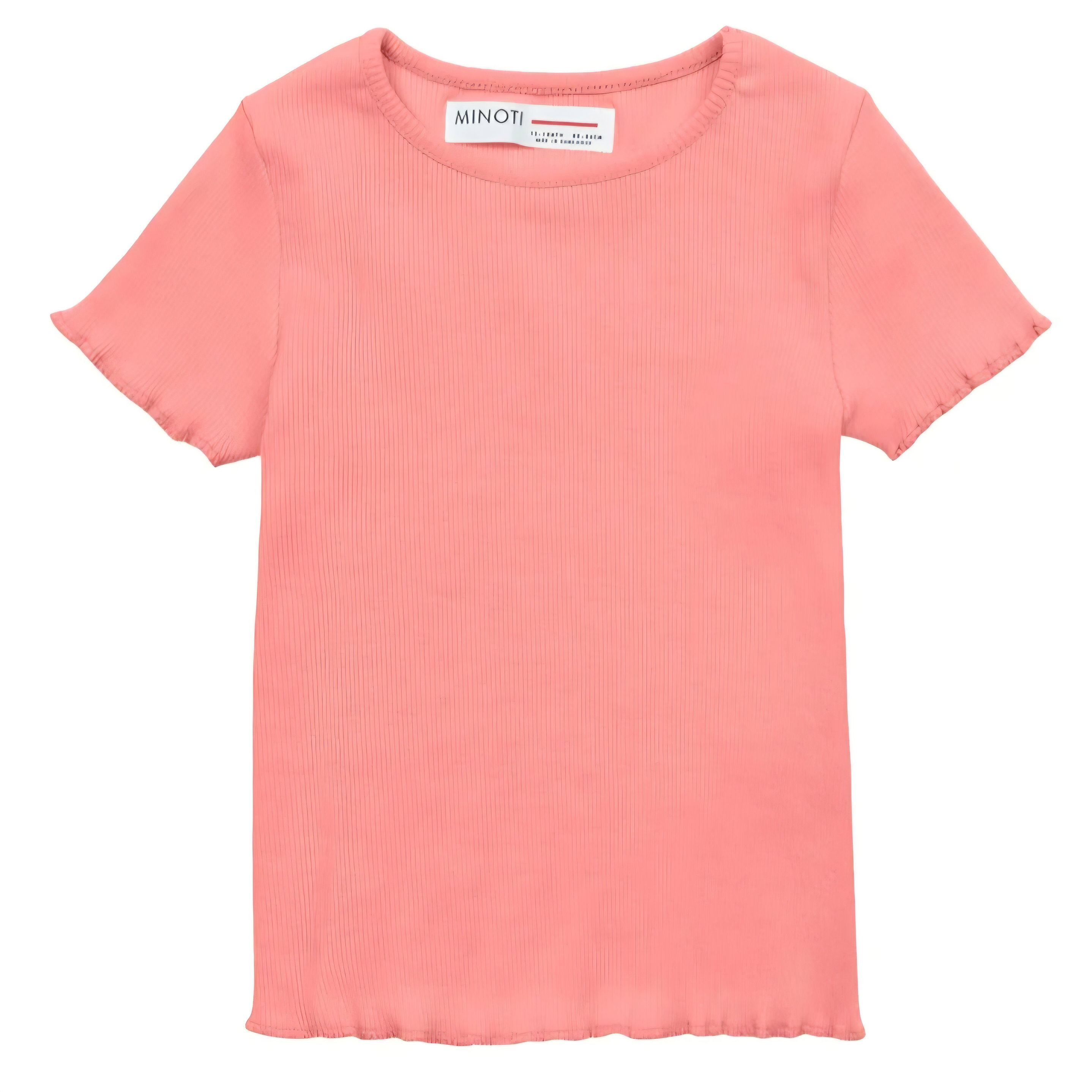 Minoti Girls Ribbed T-Shirt | Coral 