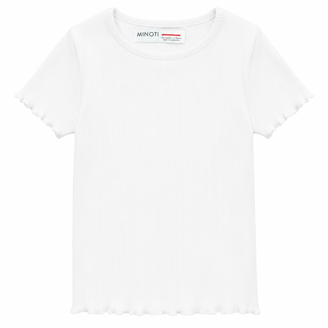 Minoti Girls T-Shirt | Ribbed | White