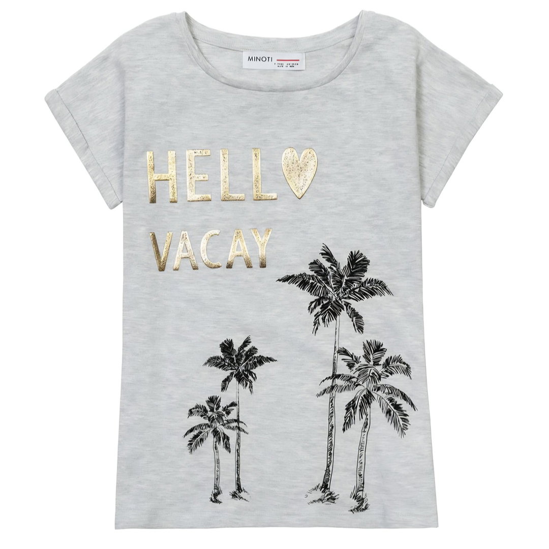Minoti Girls T-shirt | Embossed print | Grey