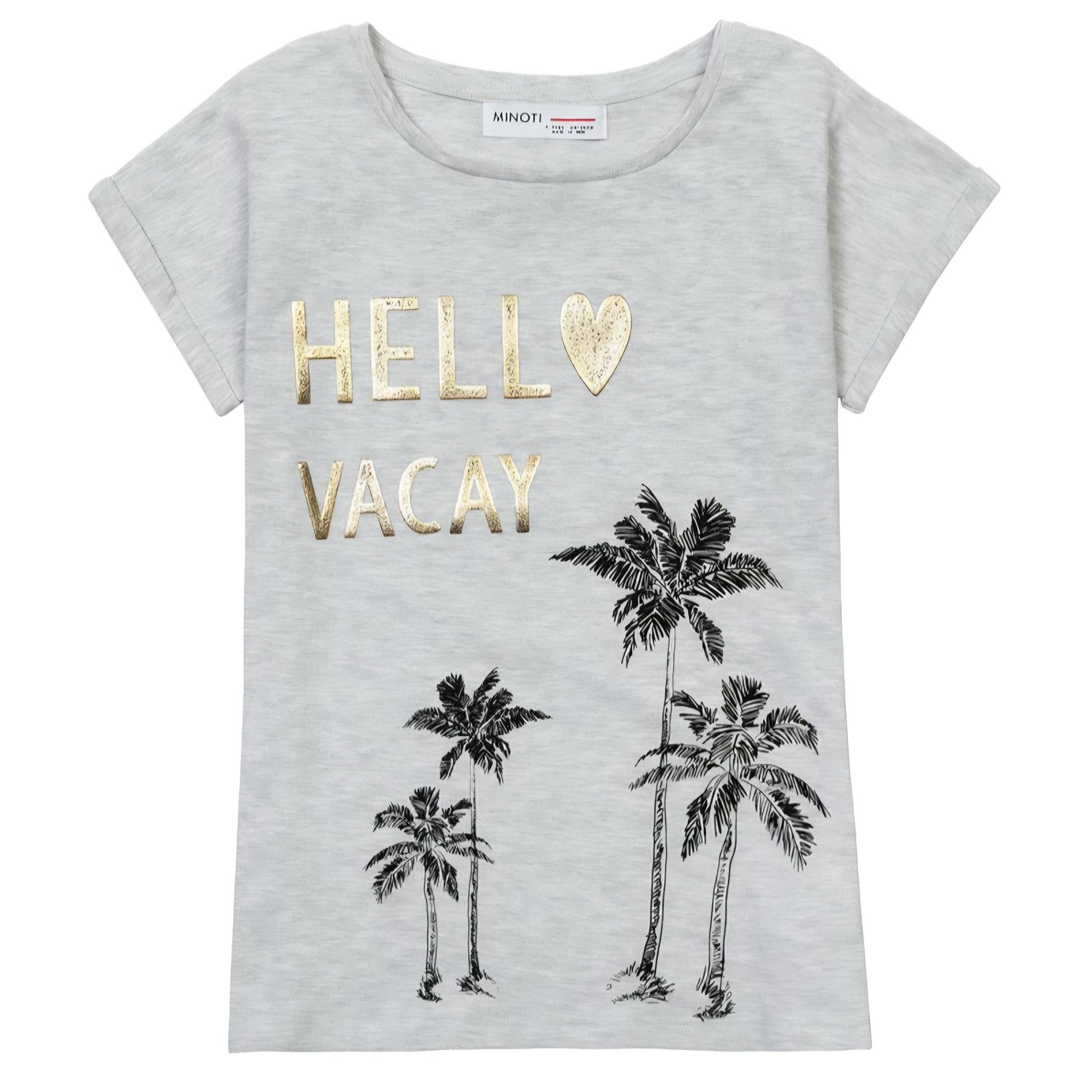 Minoti Girls T-shirt | Embossed print | Grey