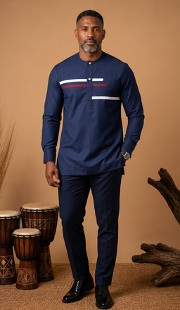Chemise Africaine  Bleue de nuit M2