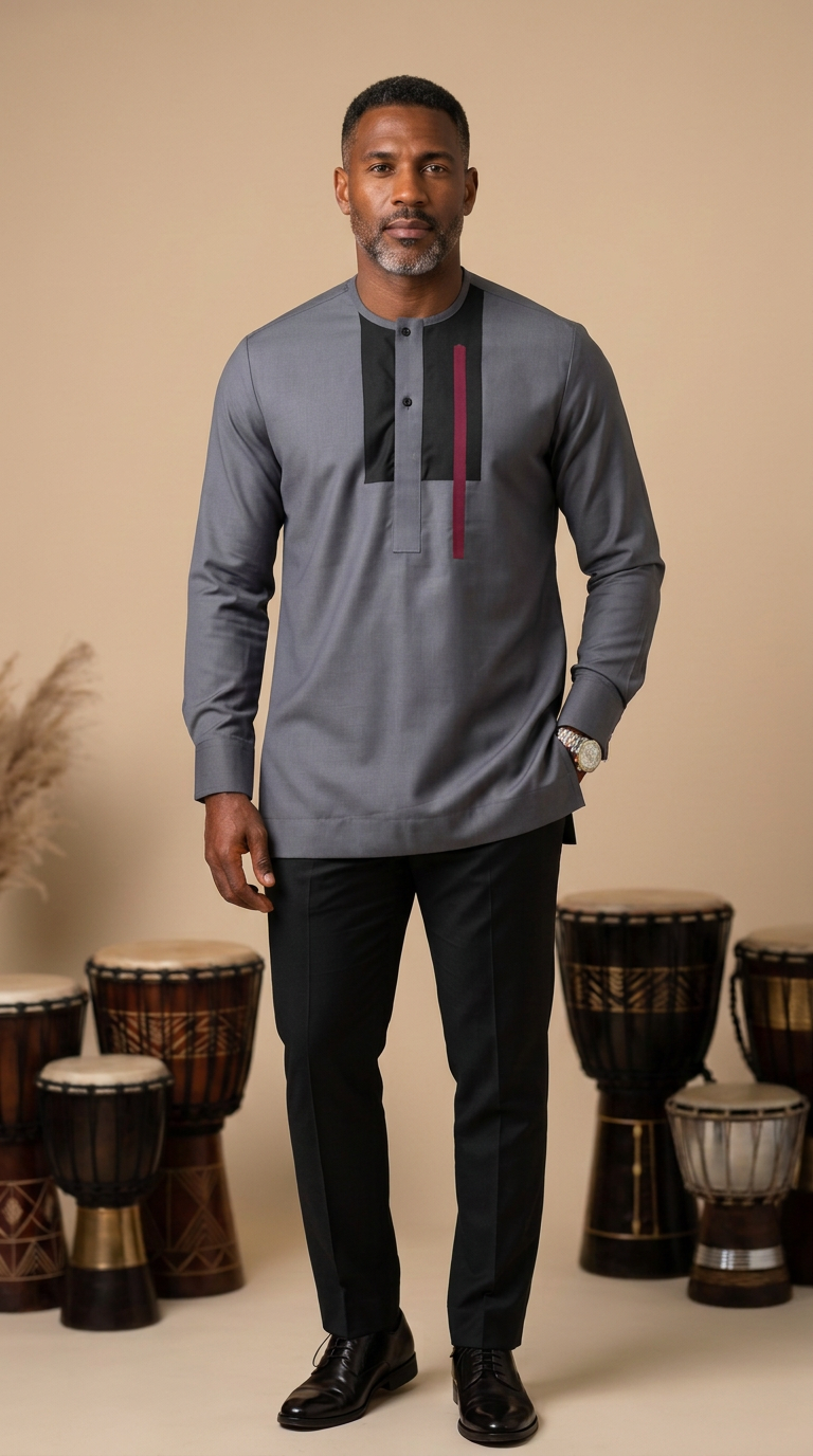 Chemise Africaine Grise M1_1