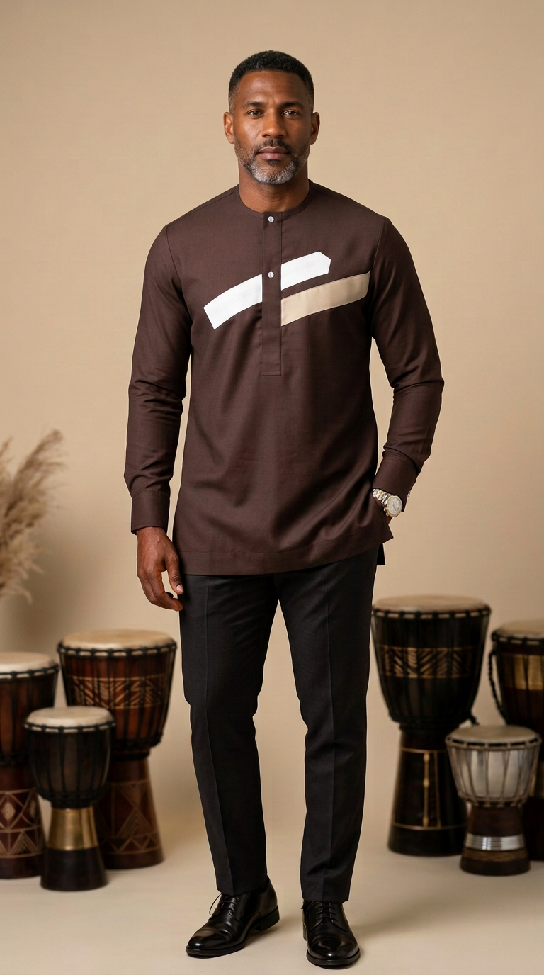 Chemise Africaine Marron M1