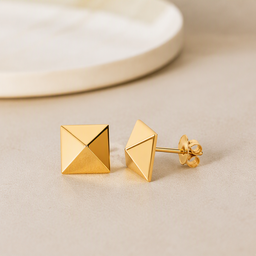 Gold Pyramid Stud Earrings
