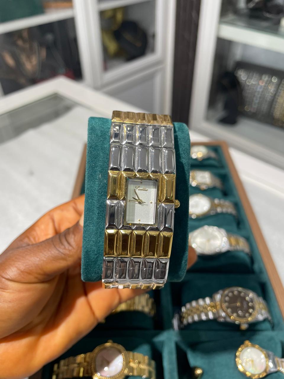 Glitz Two-Tone Crystal square Watch_0