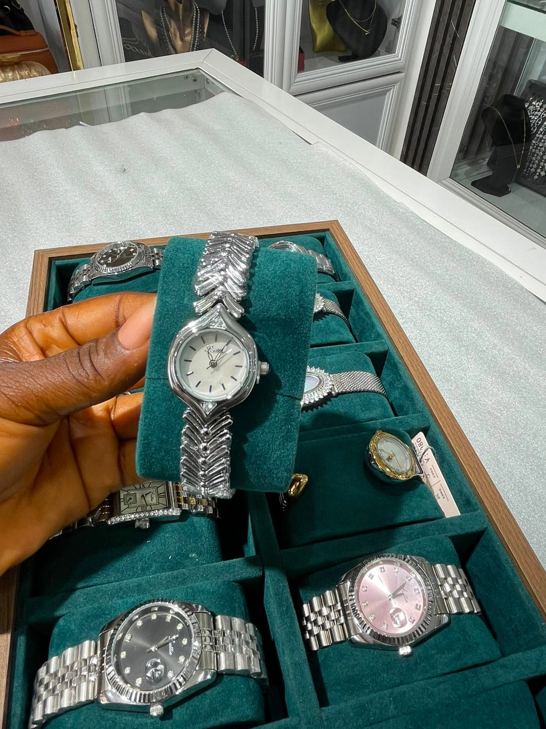 Glitz Silver Crystal Round Watch