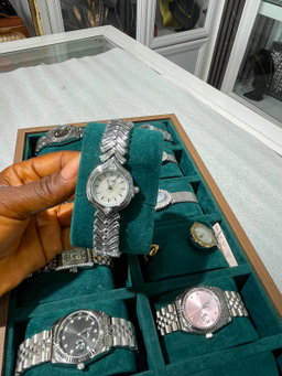 Glitz Silver Crystal Round Watch