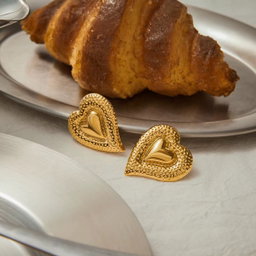 Ribbed Heart Earrings