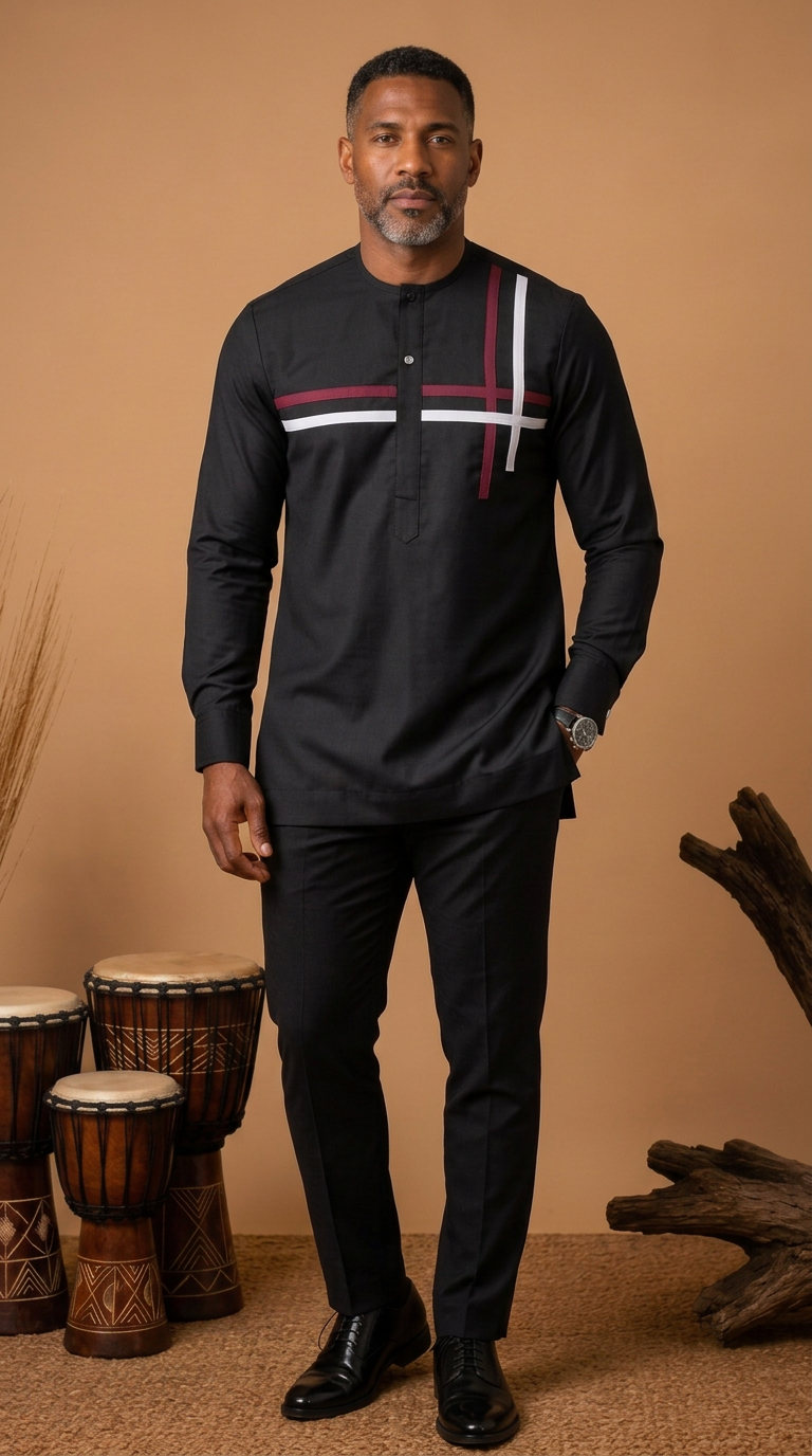 Chemise Africaine Noire M1 _1