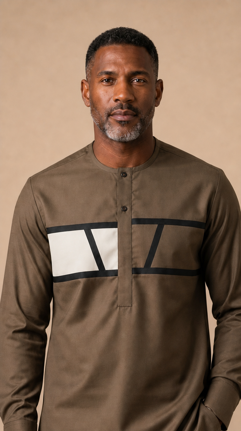 Chemise Africaine Lin Vert M1