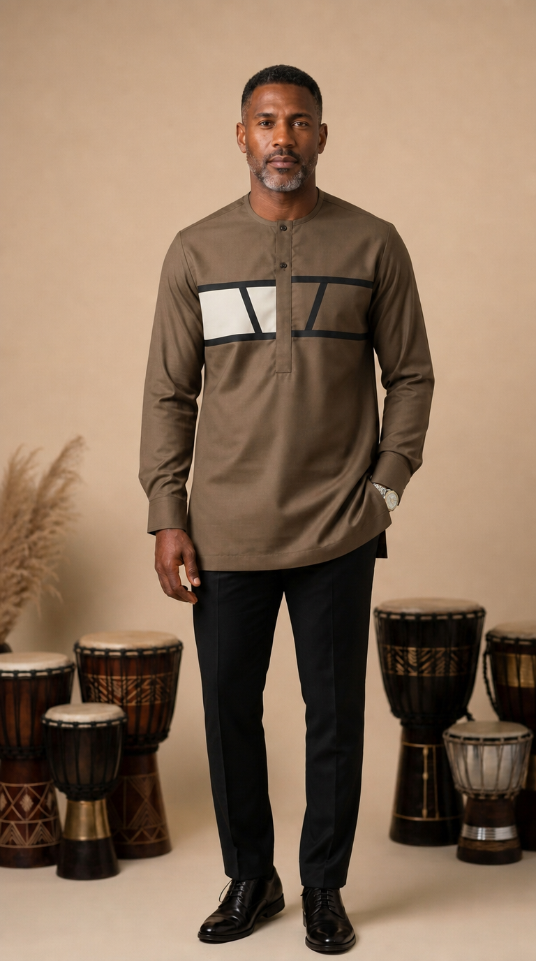 Chemise Africaine Lin Vert M1_1