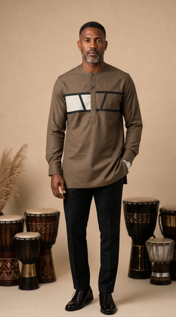 Chemise Africaine Lin Vert M1