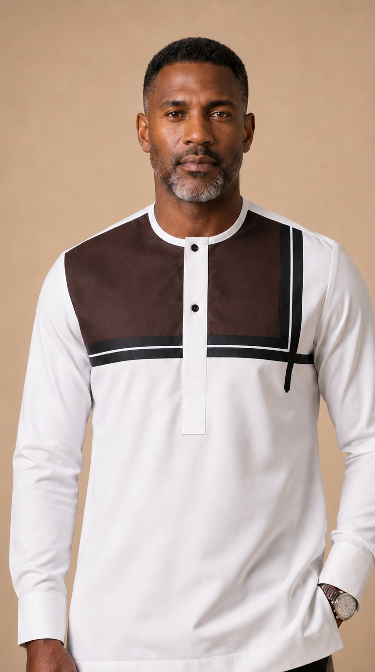 Chemise Africaine Lin Blanche M1