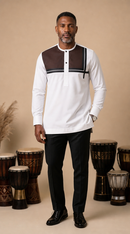 Chemise Africaine Lin Blanche M1