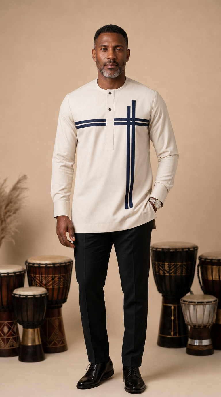 Chemise Africaine Lin Beige M1