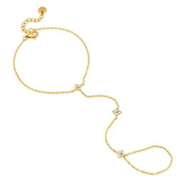 18K Gold Four Leaf Clover Hand Chain Bracelet