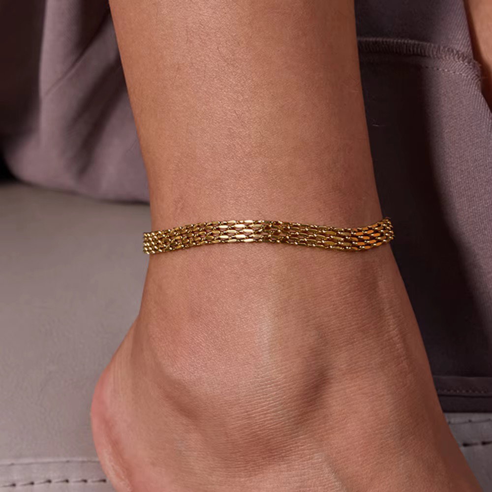 Stainless Steel Charm Waterproof Anklet_0