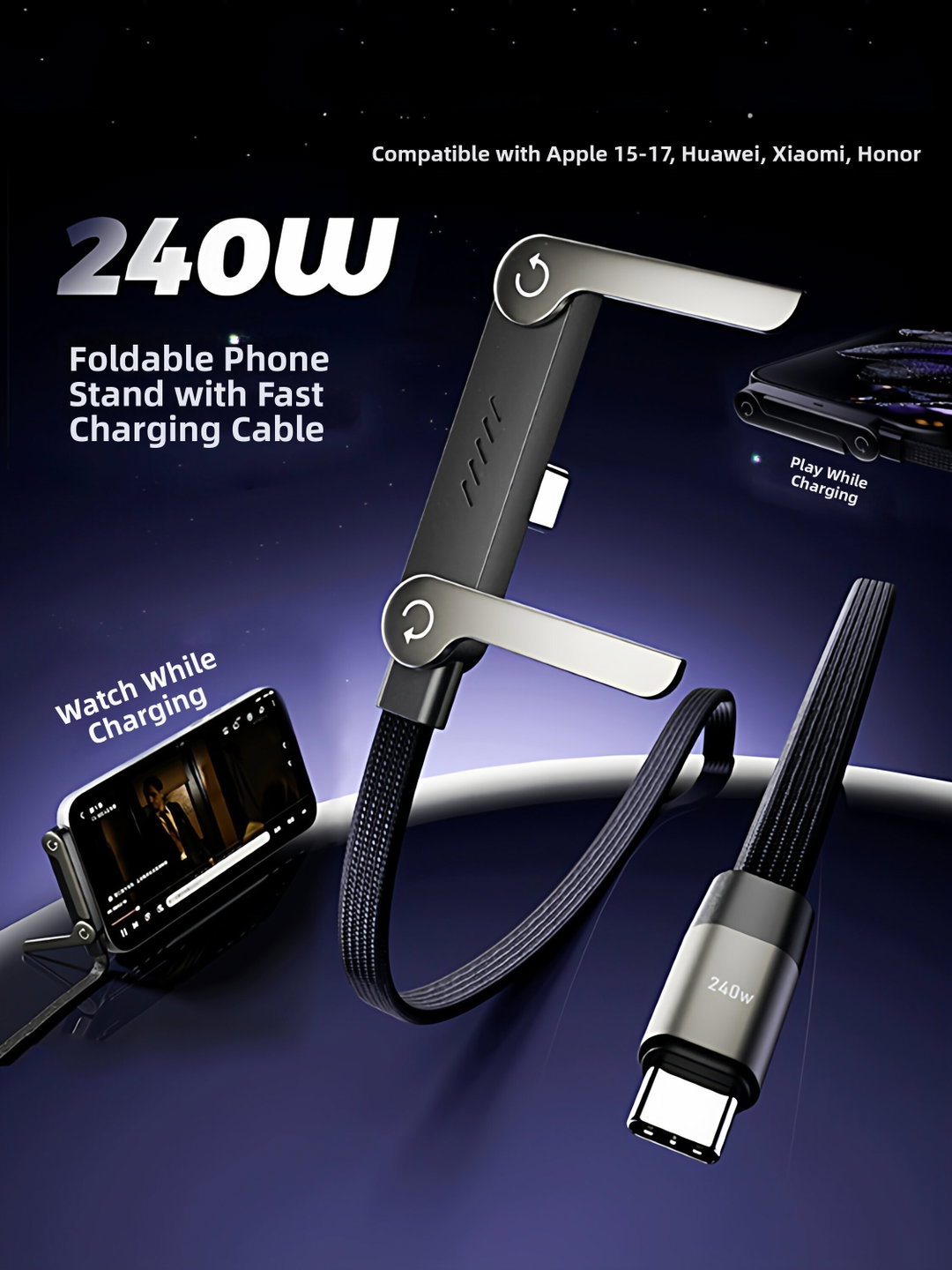 USB-C Charging Cable with Stand (1.5m) 240W