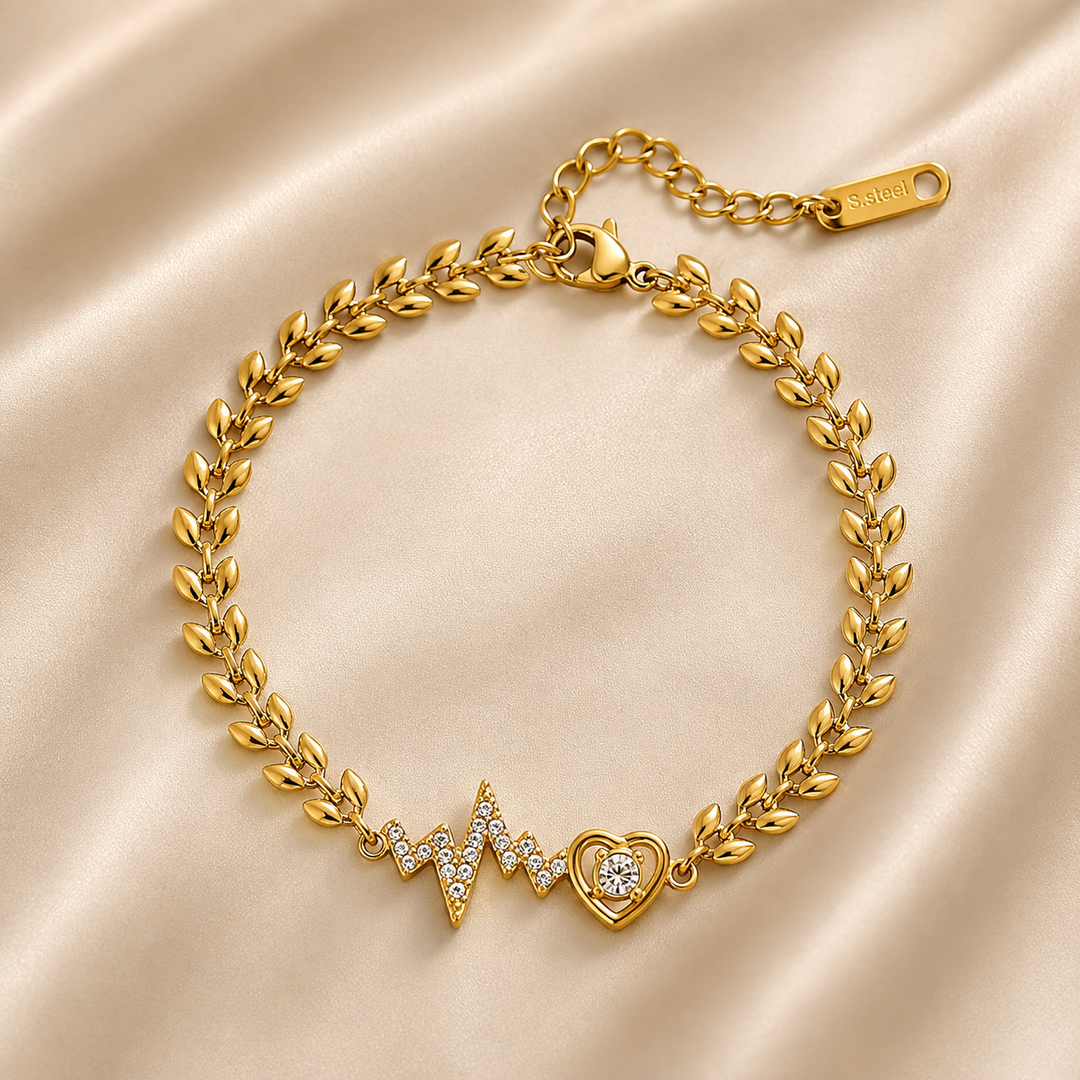 18K Gold Rhinestone Cross Heart Necklace