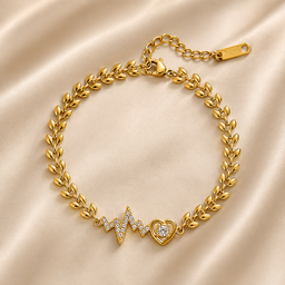 18K Gold Rhinestone Cross Heart Necklace