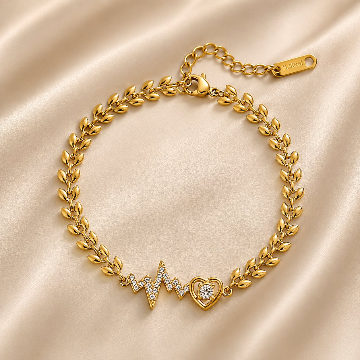 18K Gold Rhinestone Cross Heart Necklace_0