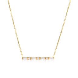 18K Gold Square Round Zircon Necklace