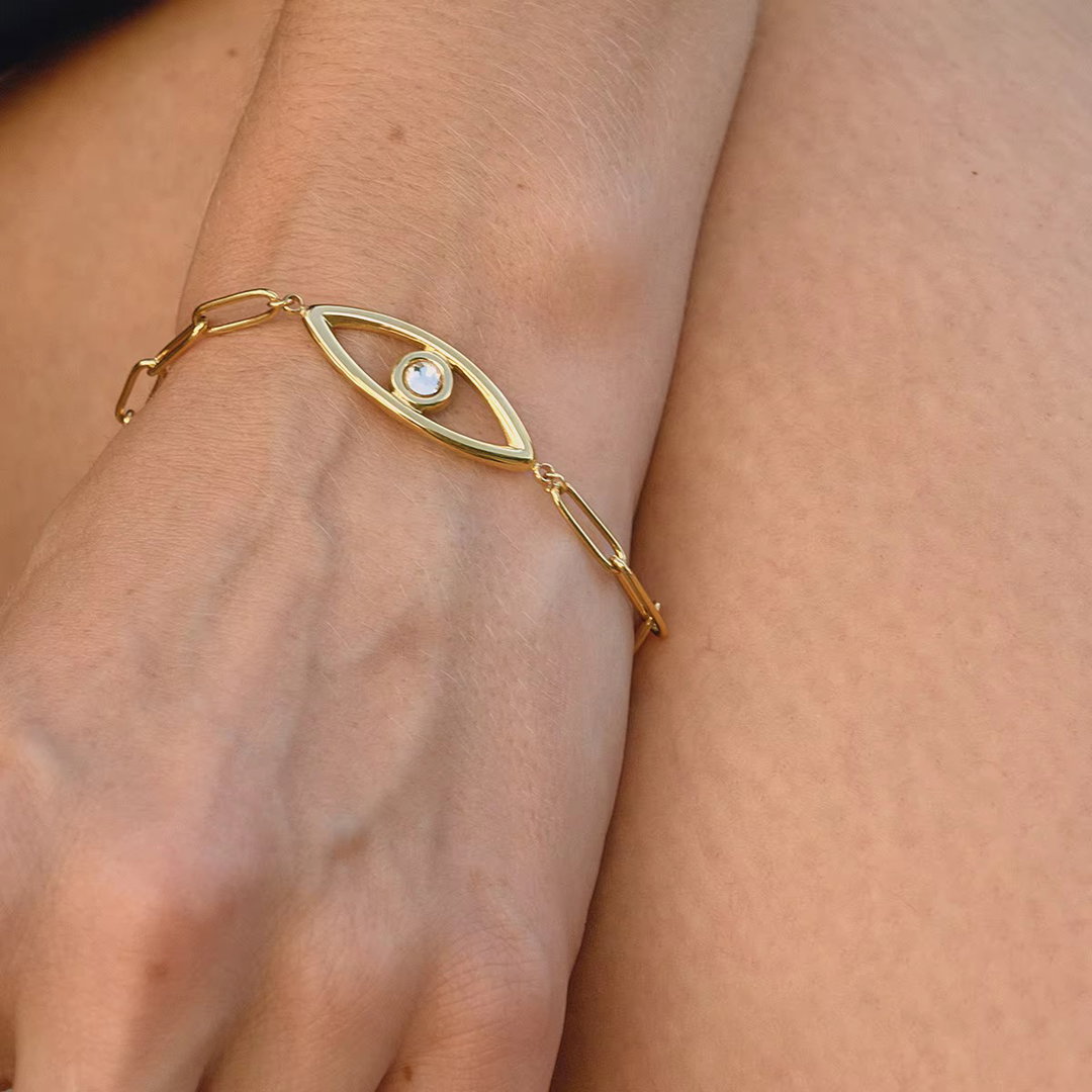 18K Gold Evil Eye Turquoise Bracelet
