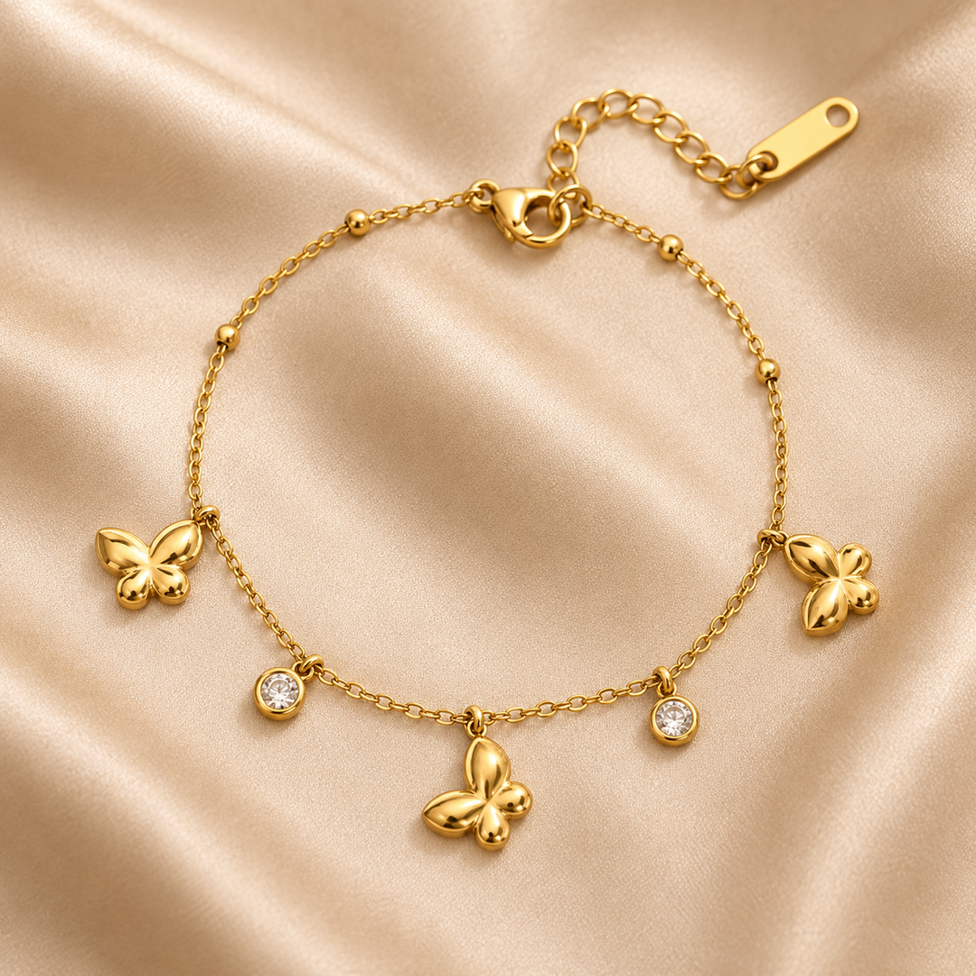 18K Gold Star Butterfly Colored Zircon Bracelet