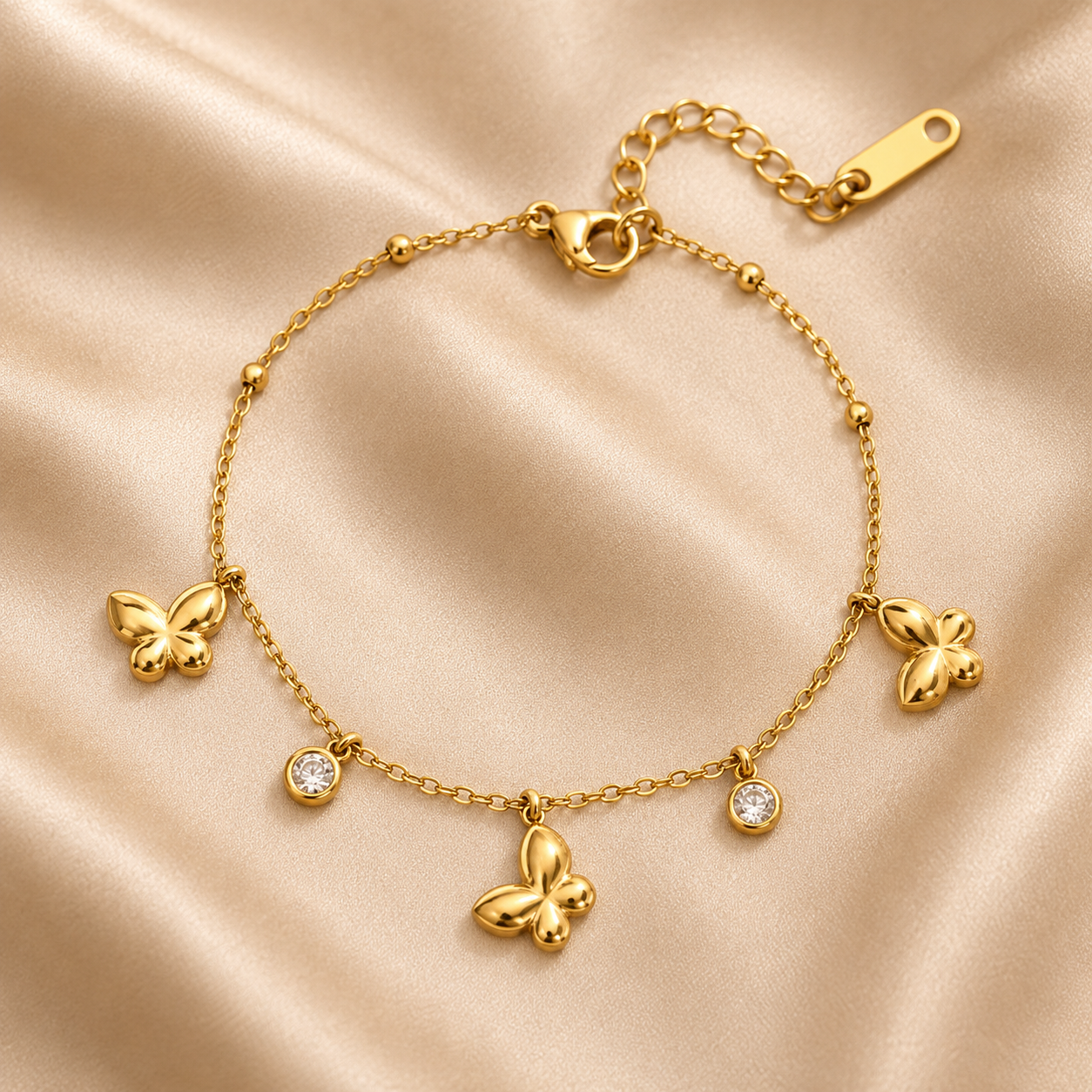 18K Gold Star Butterfly Colored Zircon Bracelet_0