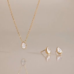 18K Gold Teardrop Zircon Jewelry Set