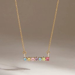 18K Gold Colorful Zircon Pendant Necklace