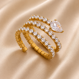 Gold Snake Multi-Layer Pear Zircon Ring