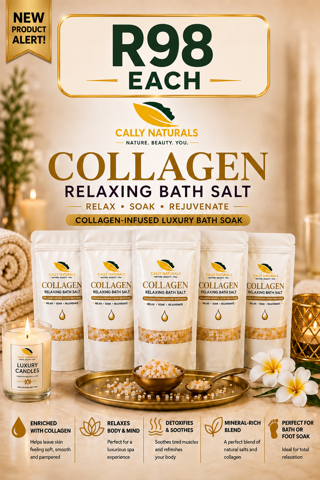 Collagen bath salt