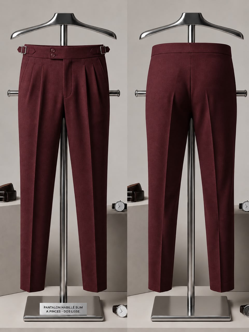 PANTALONS HOMME ROUGE BORDEAUX 