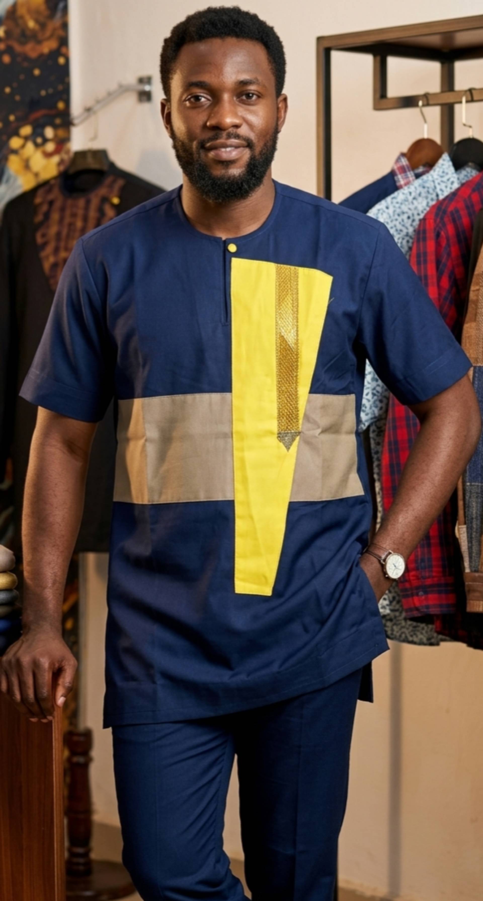 Tunique <<Bleu Saphir & Fusion Graphique>>TAMK003