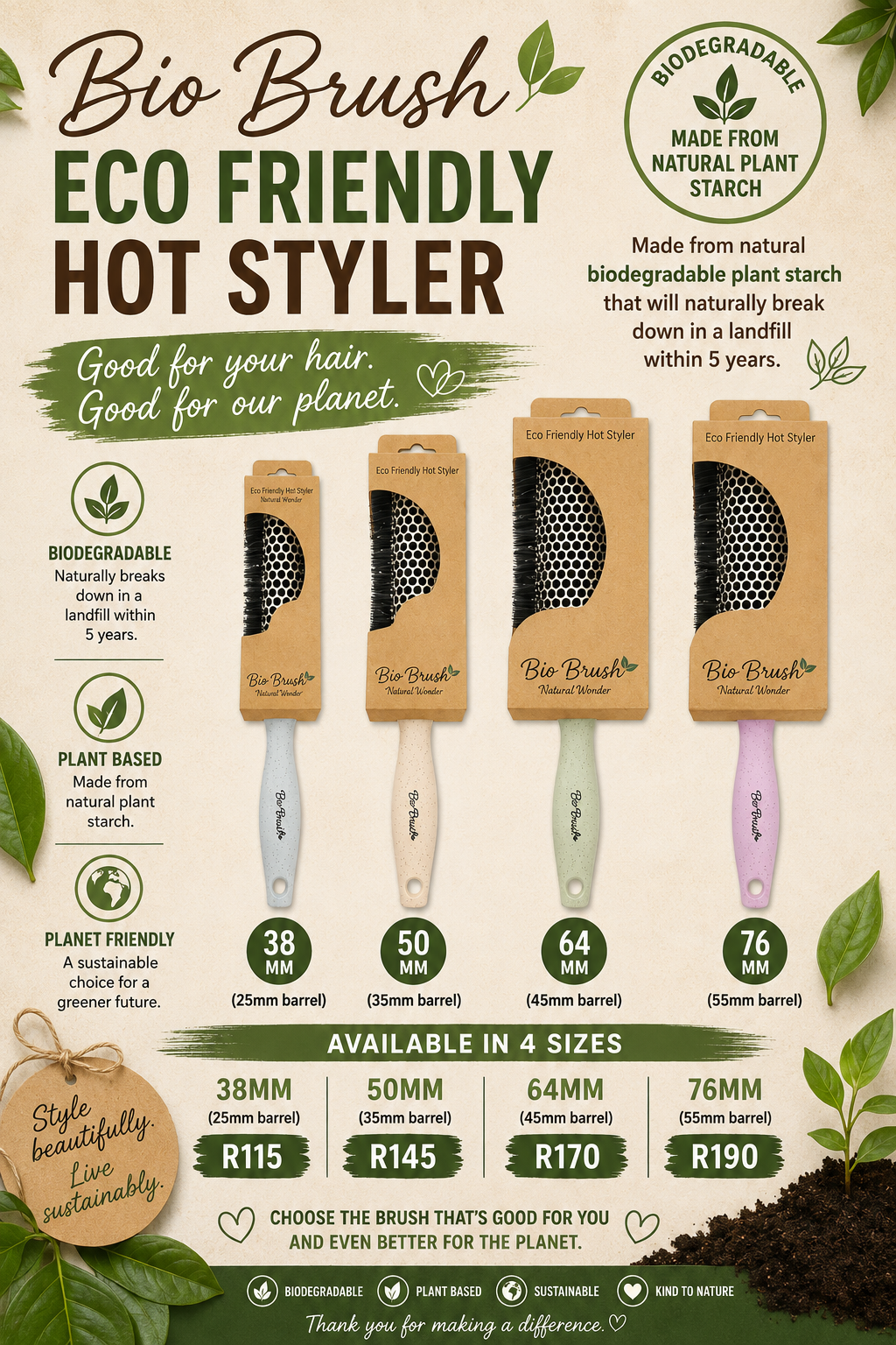 Bio Brush Eco Friendly Styler 