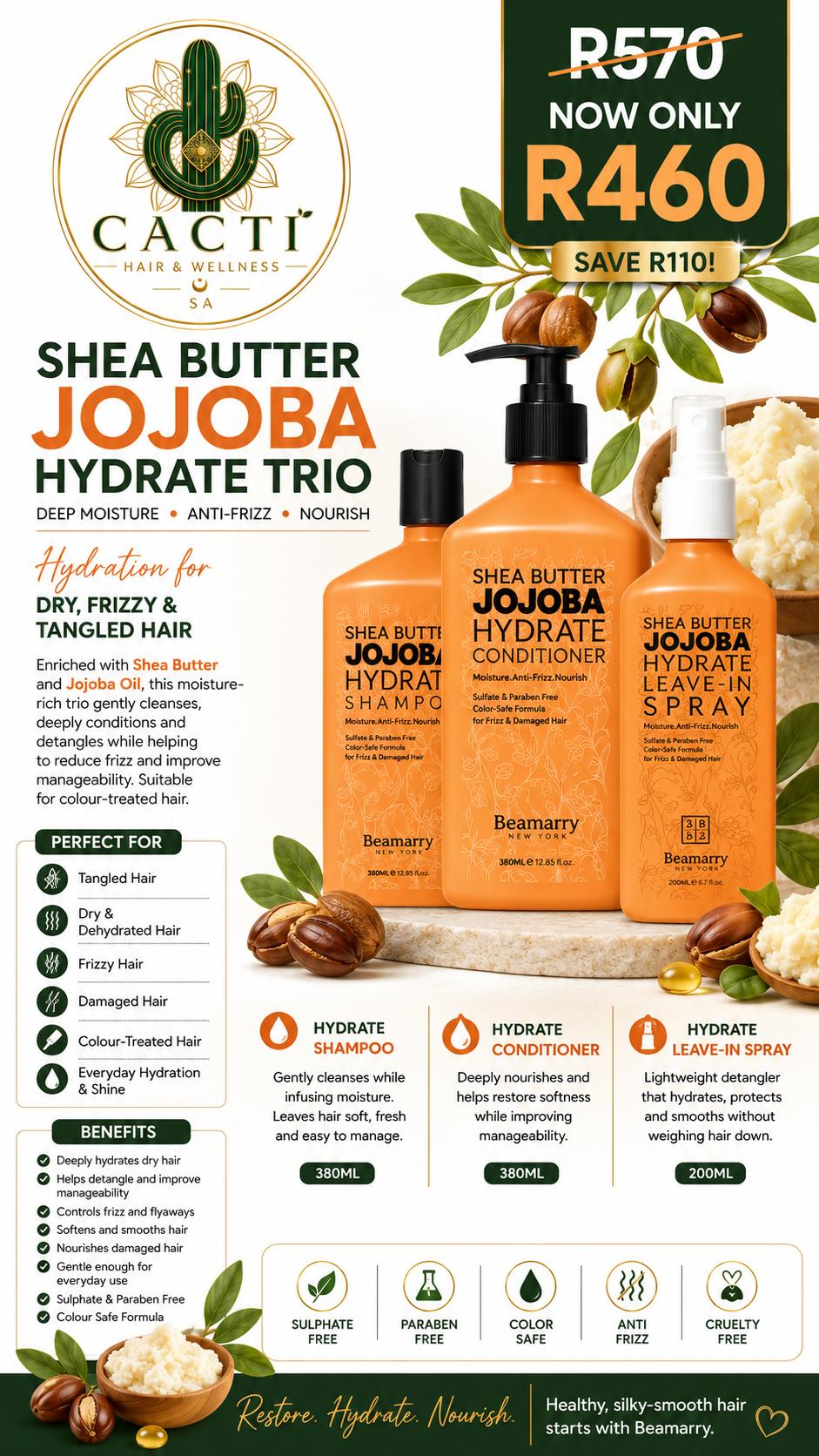 Beamarry Shea Butter Jojoba Hydrate Trio