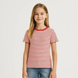 Minoti Girls T-Shirt | Ribbed | Red Striped