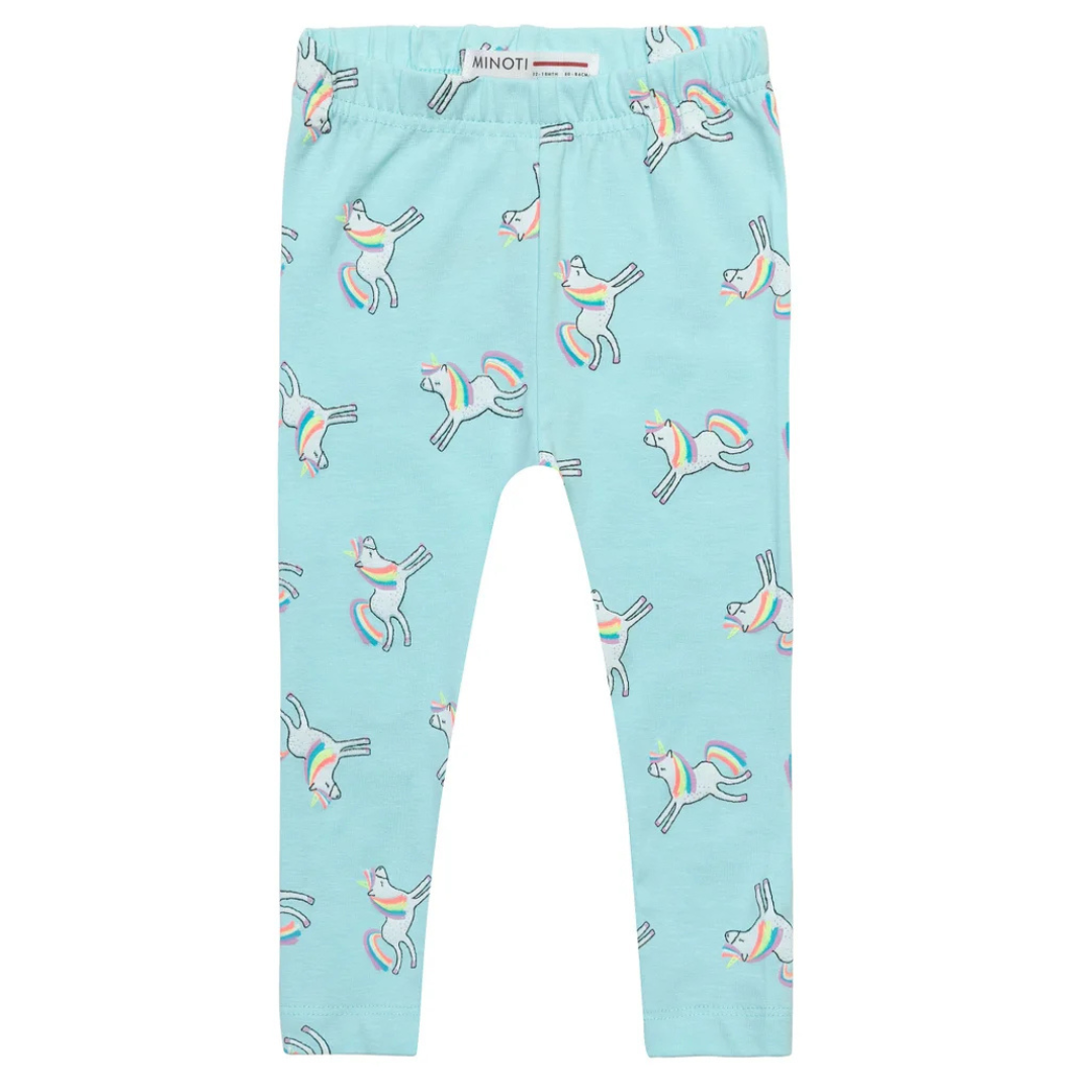 Minoti Girls Leggings | Blue Unicorn Print