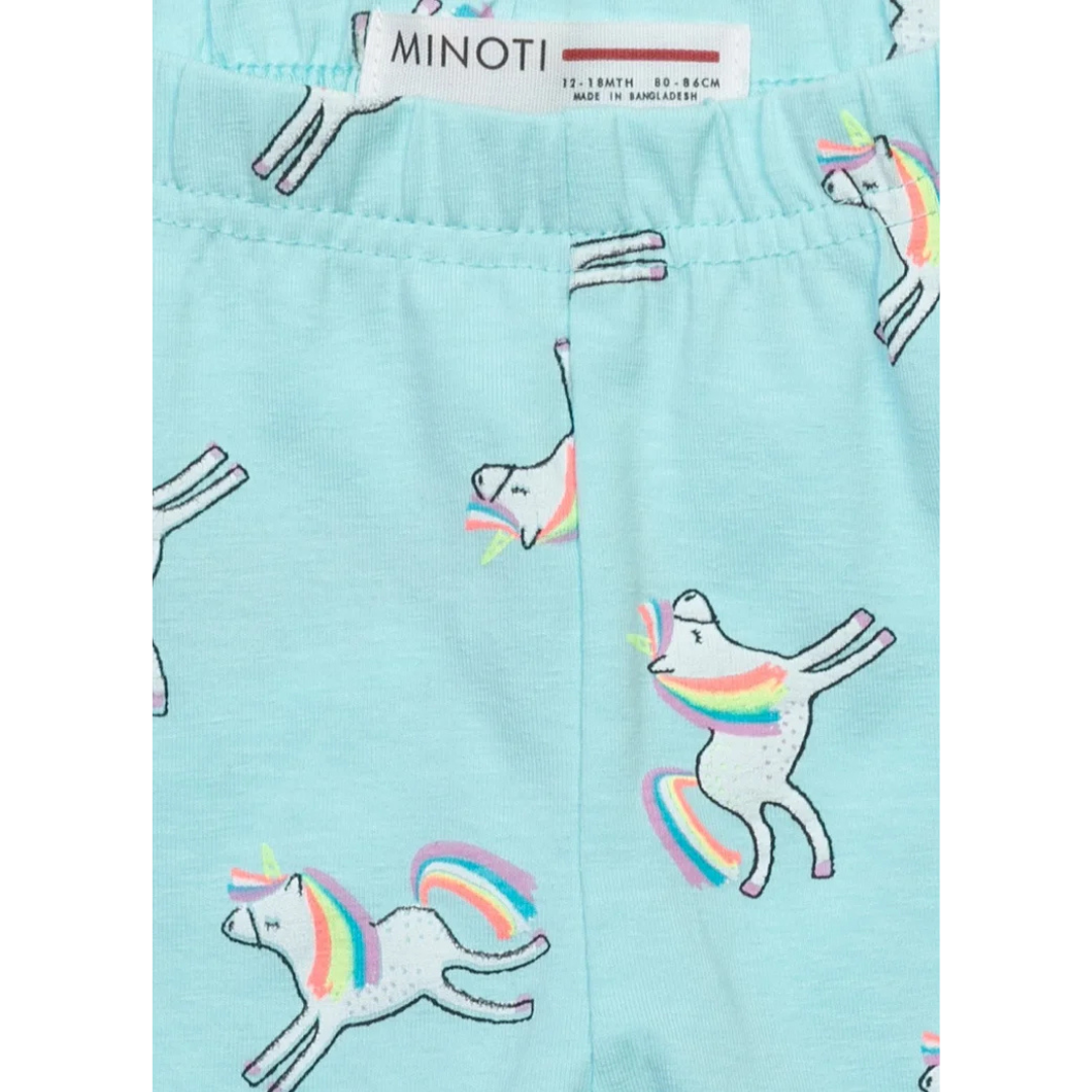 Minoti Girls Leggings | Blue Unicorn Print _2