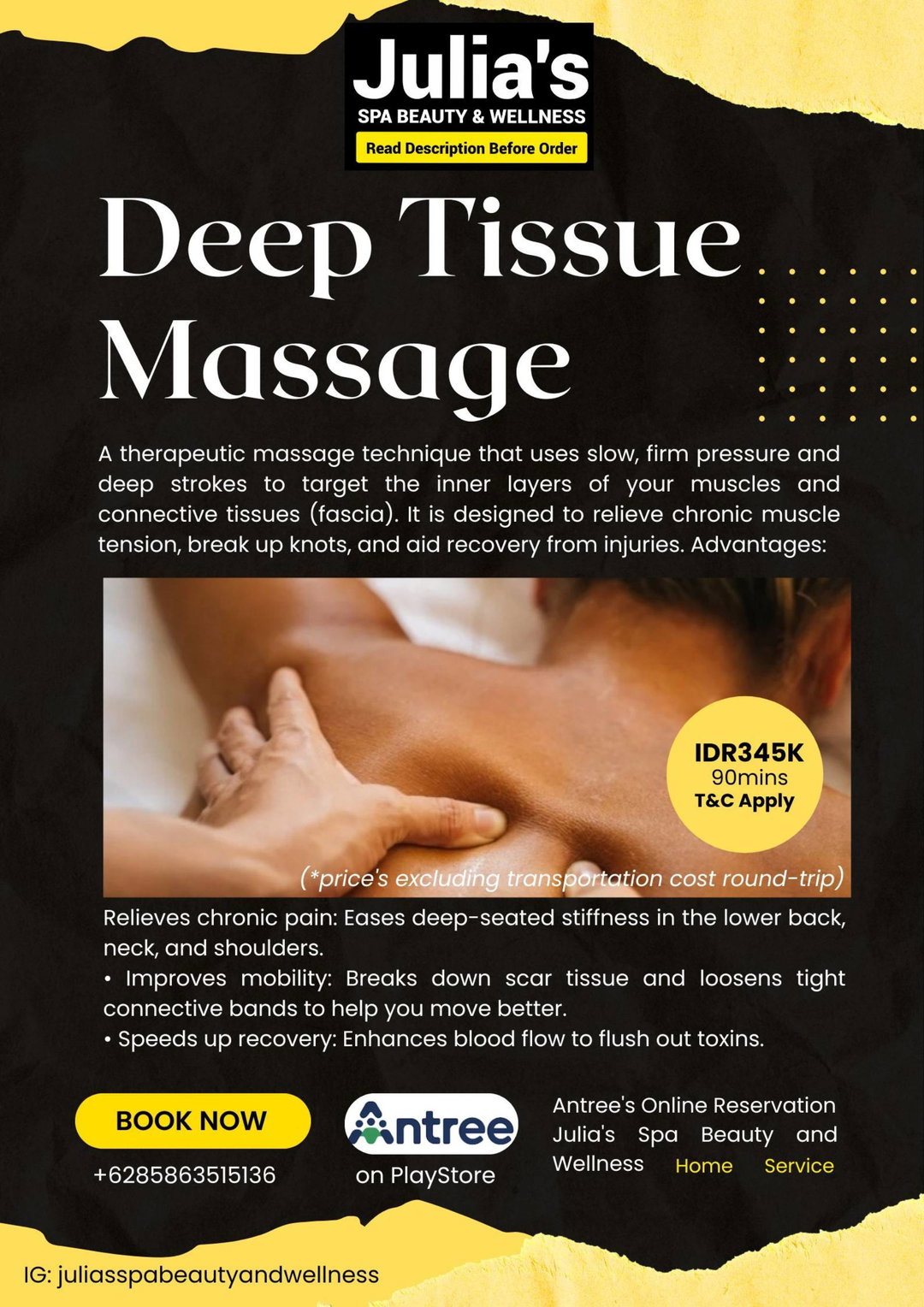 Deep Tissue Massage 90mins 345K